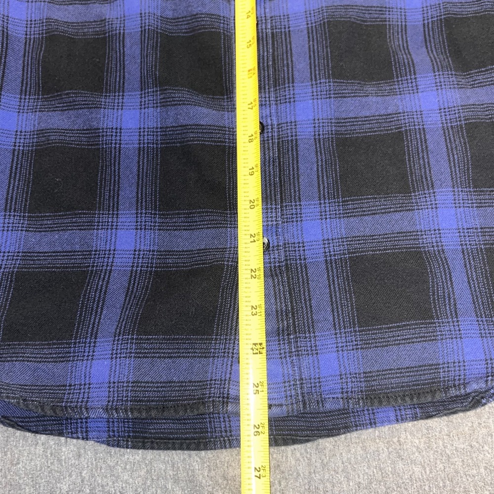 Vans Off The Wall Shirt Mens M Blue Plaid Collard Flannel Button Long Sleeve - Picture 7 of 7